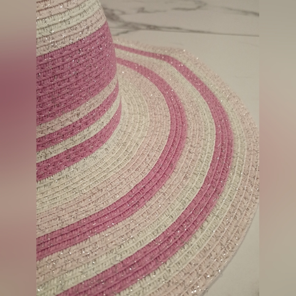 Pink and Cream Striped Sun Hat